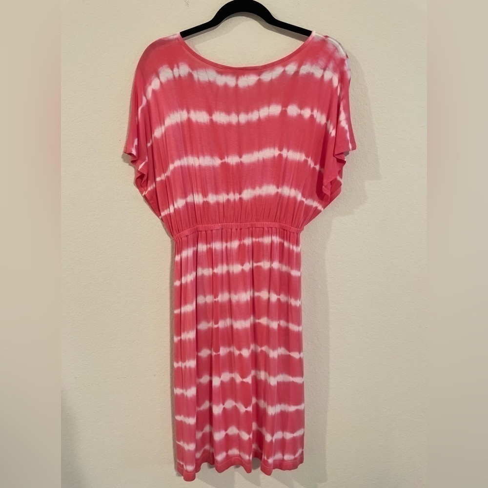 New York & Compny Women Jersey Knit Midi Dress Medium Pink Tie Dye Contemporary - Picture 3 of 14
